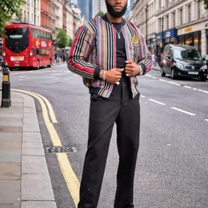 Ofi Bomber Jacket – Burgundy Stripe
