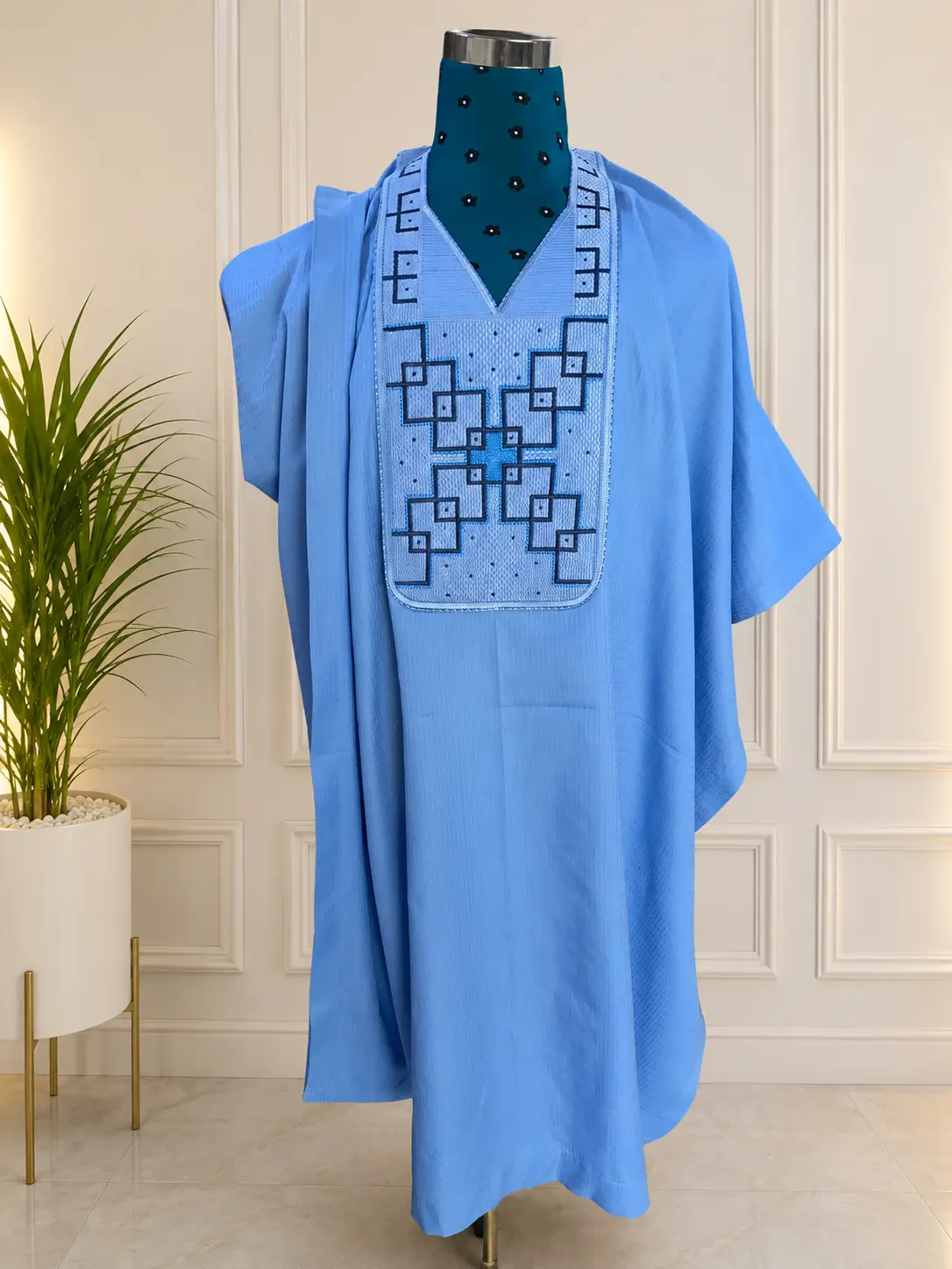Royale Agbada – Sky Blue Luxury Agbada